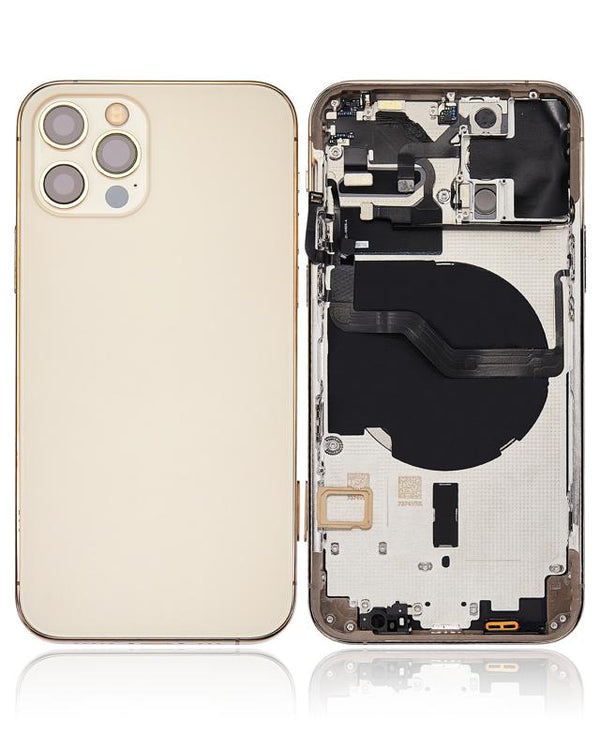 Tapa trasera con componentes pequeños pre-instalados para iPhone 12 Pro (Sin logo) (Versión internacional) (Dorado)