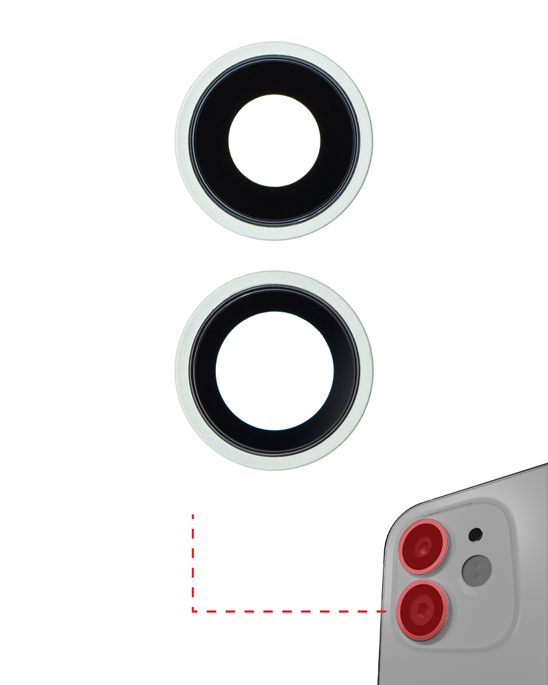 Lente de camara trasera con soporte y marco para iPhone 12 / 12 Mini (Verde)