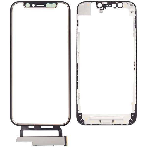 4 en 1 con marco incluido (Cristal frontal + OCA + Touch corto + OCA preinstalado) para iPhone 12 Mini