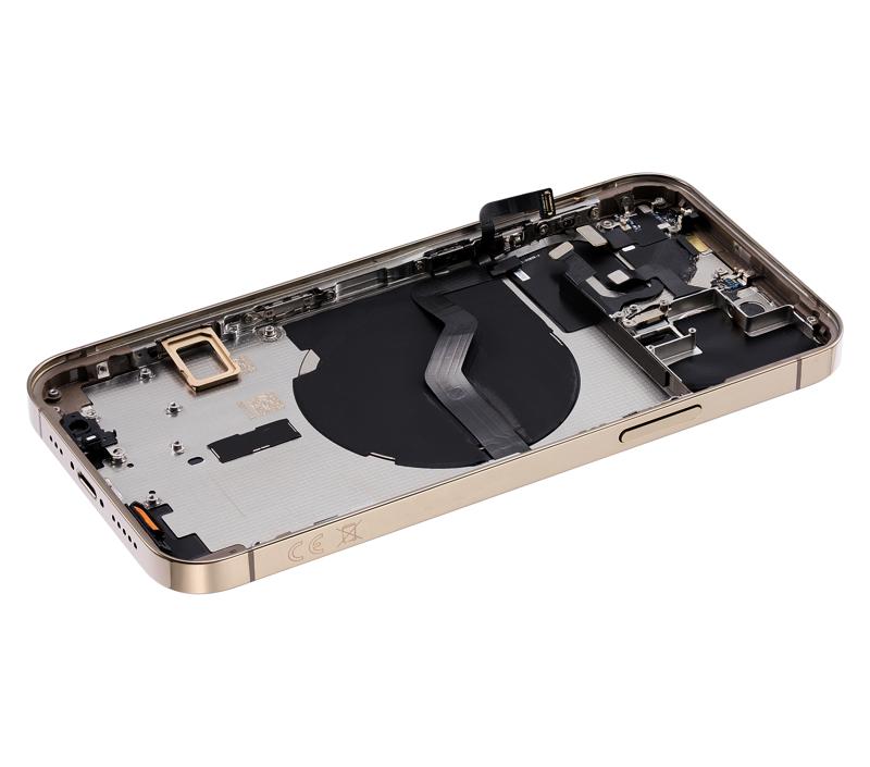 Tapa trasera con componentes pequeños pre-instalados para iPhone 12 Pro (Sin logo) (Versión internacional) (Dorado)