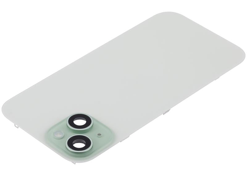 Tapa trasera con placa de acero, NFC, Magneto MagSafe y Flex de linterna para iPhone 15 (Verde)