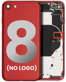 Tapa trasera con componentes pequenos pre-instalados para iPhone 8 (Sin logo) (Rojo)