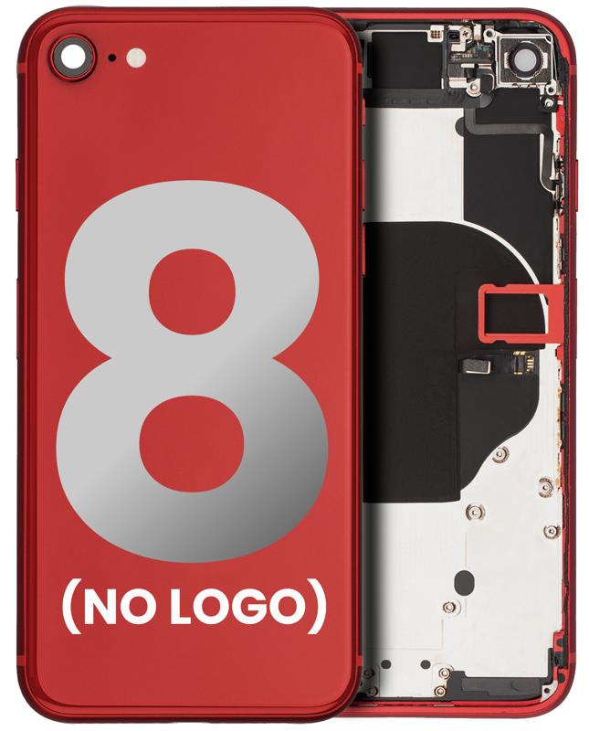 Tapa trasera con componentes pequenos pre-instalados para iPhone 8 (Sin logo) (Rojo)