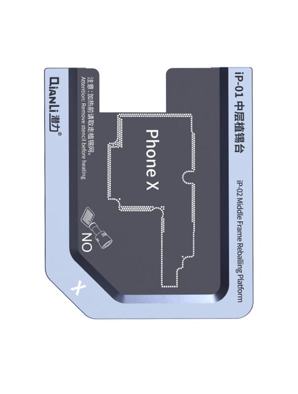 Plataforma de reballing para marco metalico medio para iPhone X / XS / XS Max (Qianli)