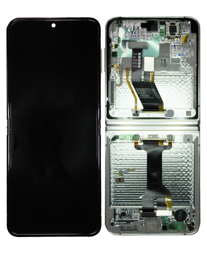 Pantalla OLED original para Samsung Galaxy Z Flip 5 5G con marco (Crema)