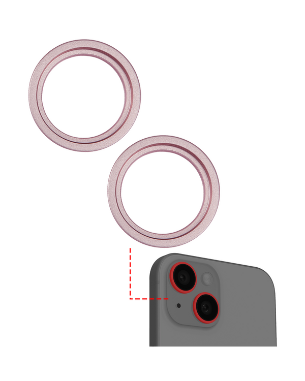 Aro de lente de camara para iPhone 15 y 15 Plus - Rosado