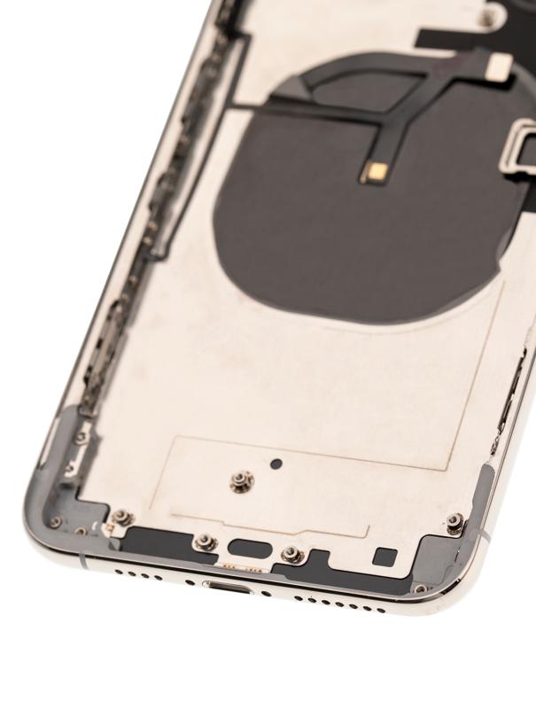 Tapa trasera con componentes pequeños preinstalados para iPhone XS Max (Plata)