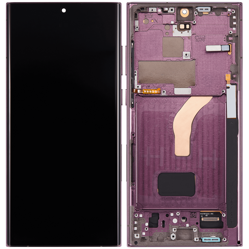 Pantalla OLED para Samsung Galaxy S22 Ultra 5G con marco (Burgundy)