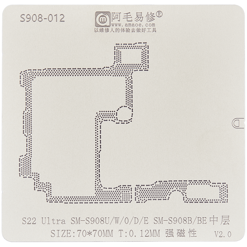 Stencil de Reballing para Capa Media de Placa Base para Samsung Galaxy S22 Ultra