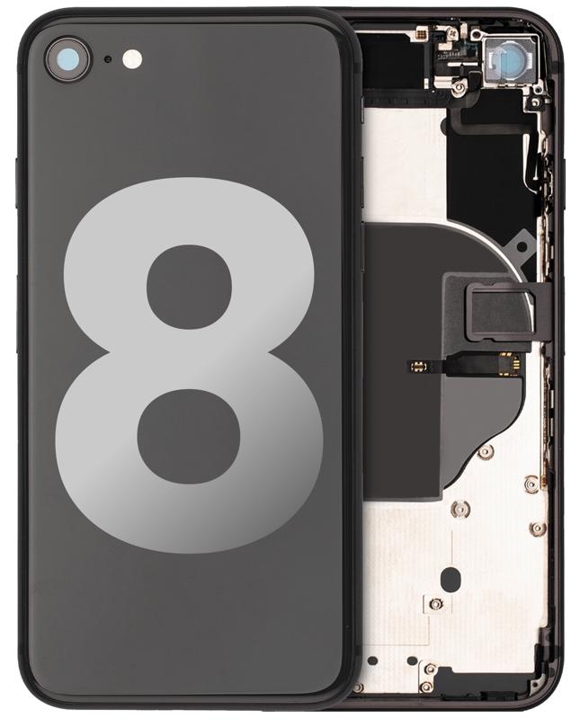 Tapa trasera para iPhone 8 con componentes pequenos pre-instalados (Usado original Grado B) (Gris Espacial)
