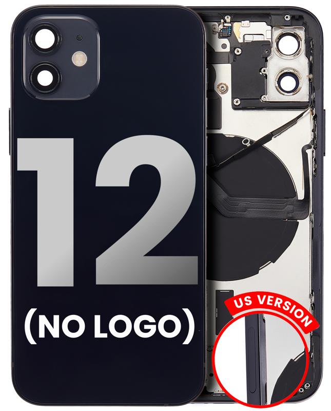 Tapa trasera para iPhone 12 con componentes pequeños pre-instalados (Versión EE.UU.) (Negro)
