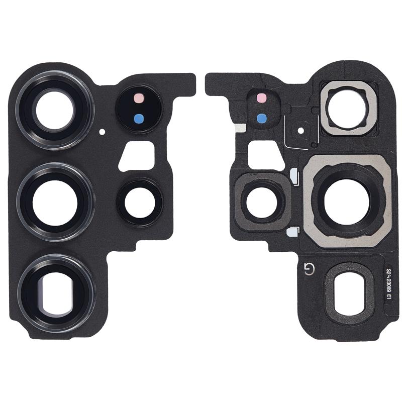 Lente de camara trasera con aro de bisel para Samsung Galaxy S23 Ultra 5G (Cream)