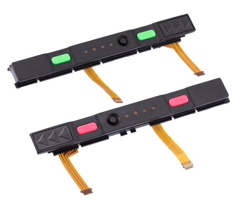 Riel de plastico (Derecha+Izquierda) con cable flex para Nintendo Switch (Rosa / Verde)