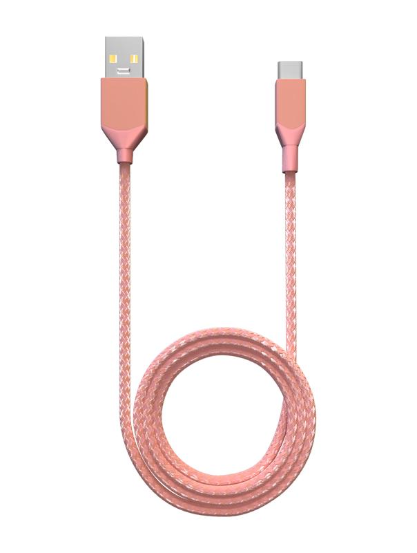 Cable USB Tipo C a USB Tipo A de 3 pies (AmpSentrix) (Infinity) Rosa