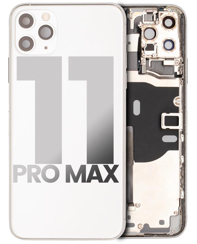 Tapa trasera para iPhone 11 Pro Max con componentes pequeños pre-instalados (Usada, Original, Grado B) (Plata)