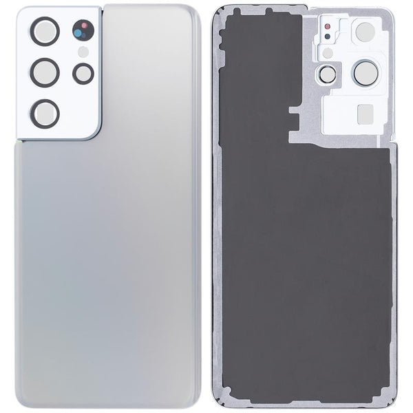 Tapa trasera con lente de camara para Samsung Galaxy S21 Ultra (Original) (Plata fantasma)