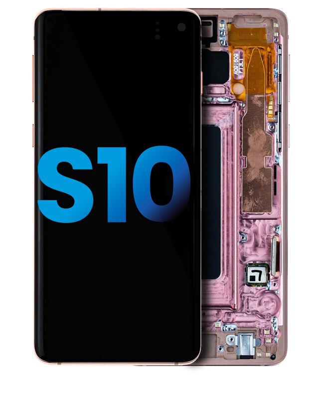 Pantalla LCD con marco para Samsung Galaxy S10 (sin sensor de huella) - Rosa Flamingo