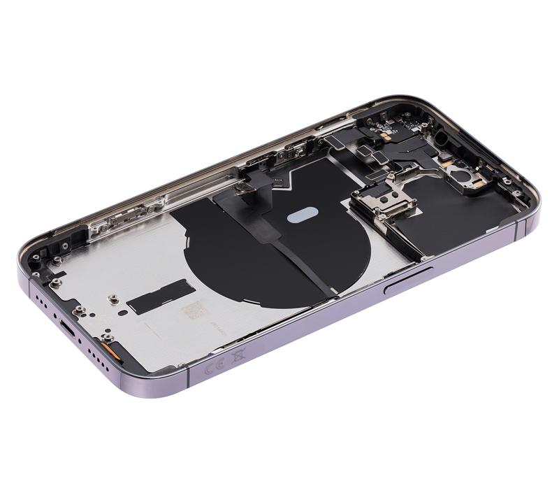 Tapa trasera para iPhone 14 Pro con componentes pequenos pre-instalados