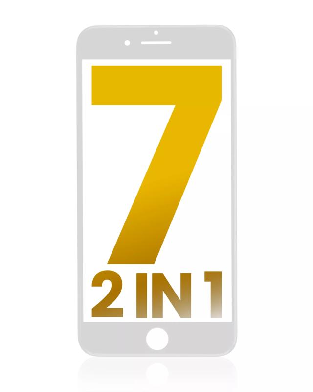 Vidrio frontal con marco para iPhone 7 blanco (Paquete de 2)