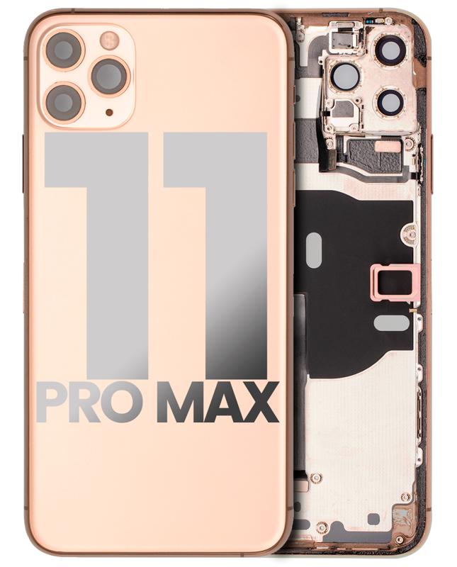 Tapa trasera con componentes pequeños pre-instalados para iPhone 11 Pro Max (Oro)