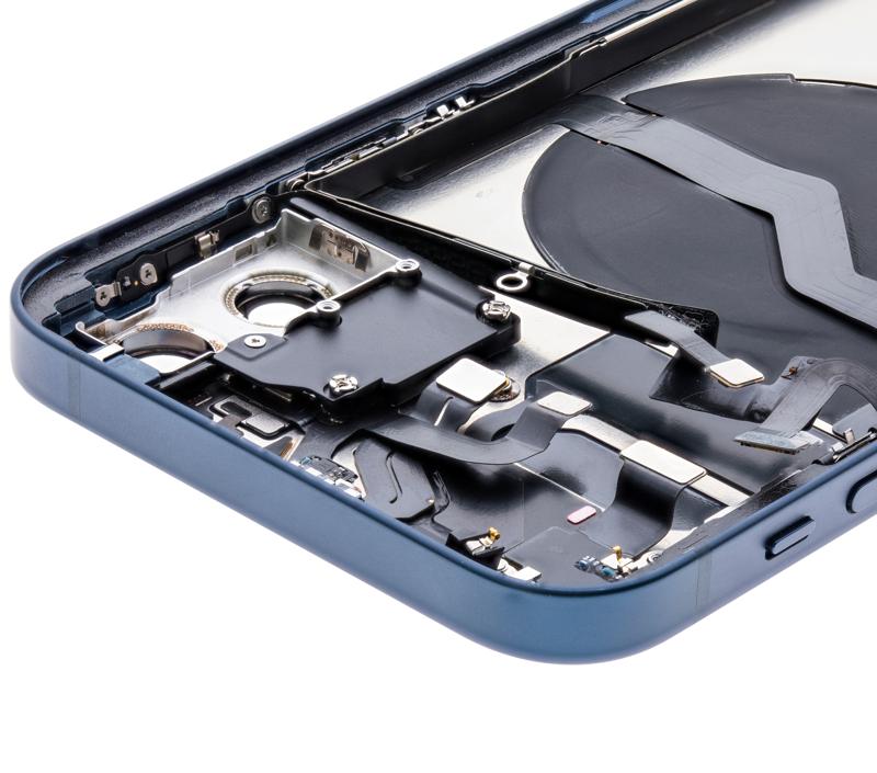 Tapa trasera para iPhone 12 con componentes pequenos pre-instalados (Version internacional) (Usada, original, Grado C) (Azul)
