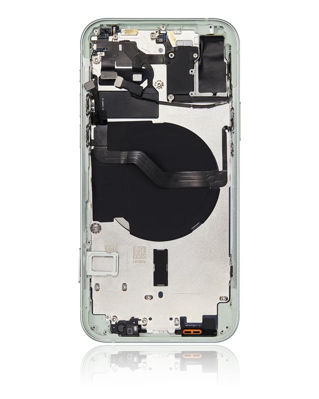 Tapa trasera para iPhone 12 con componentes pequenos pre-instalados (Version internacional, Verde)