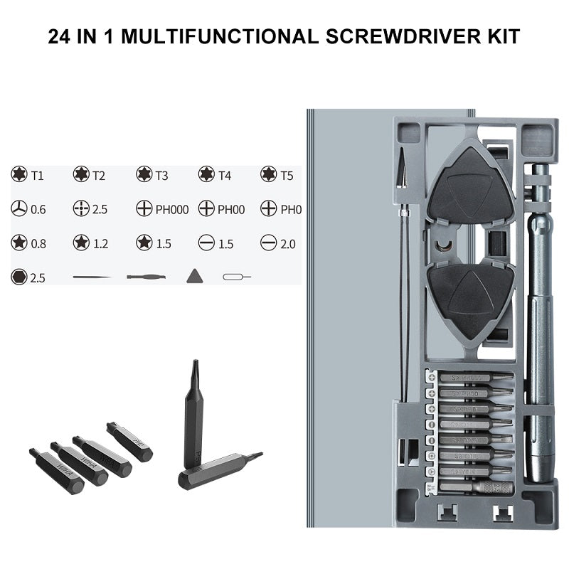 Juego de Desarmadores de Aluminio | 24 en 1 |Con Case