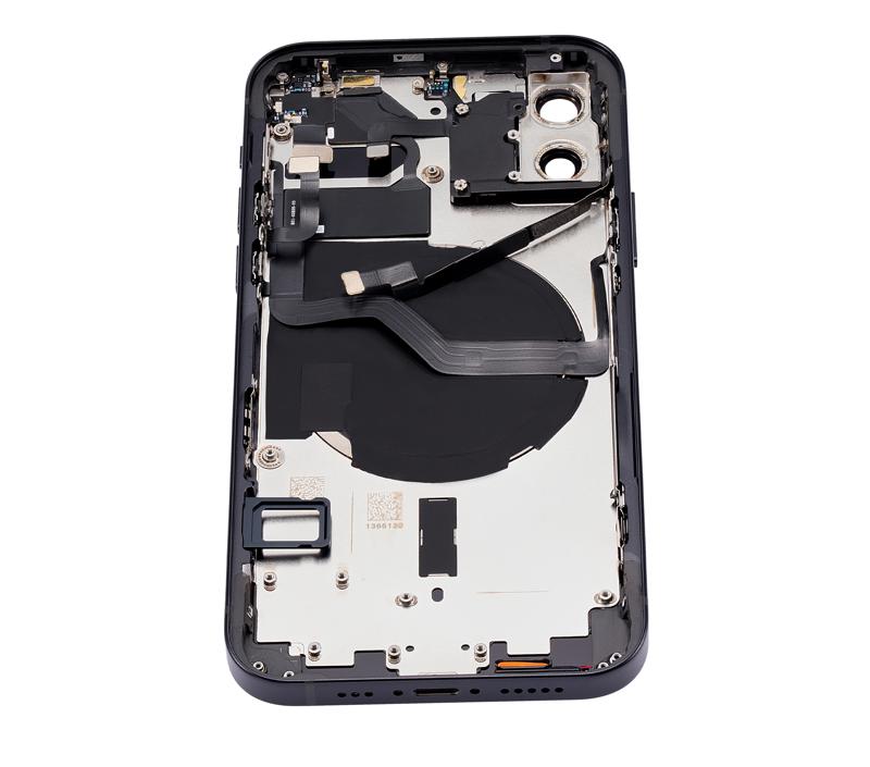 Tapa trasera para iPhone 12 con componentes pequeños pre-instalados (Versión EE.UU.) (Negro)