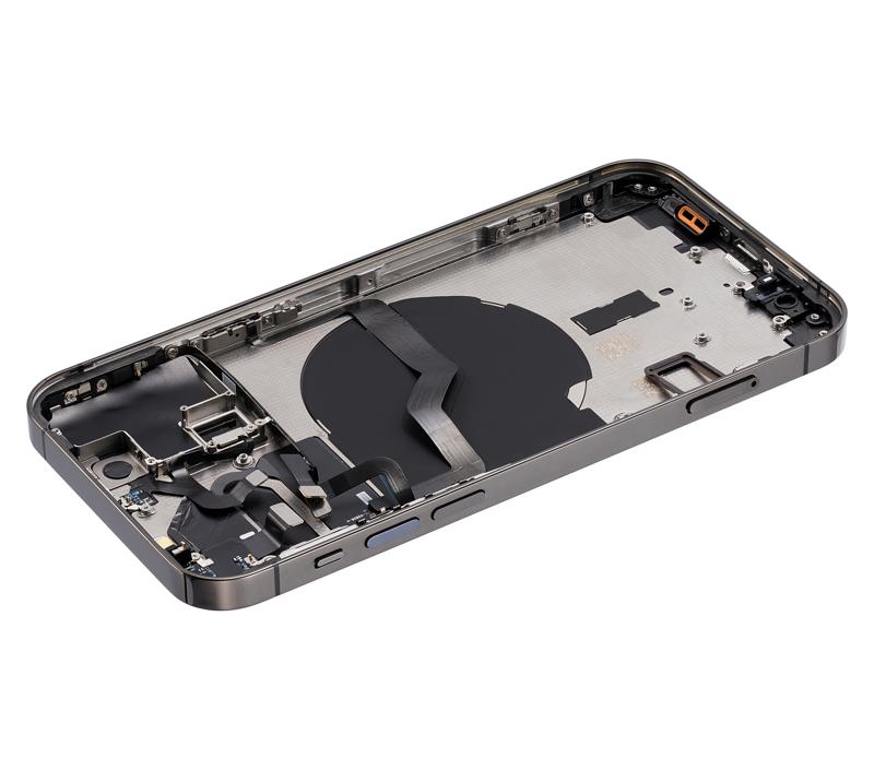 Tapa trasera para iPhone 12 Pro con componentes pequenos pre-instalados (Sin logo) (Version Internacional) (Grafito)