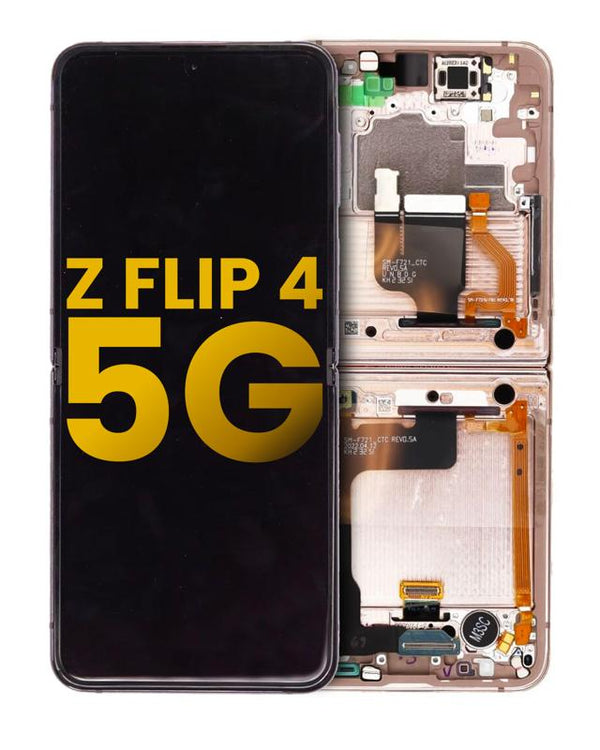 Pantalla OLED interna con marco para Samsung Galaxy Z Flip 4 5G (Reacondicionado) (Oro rosa)