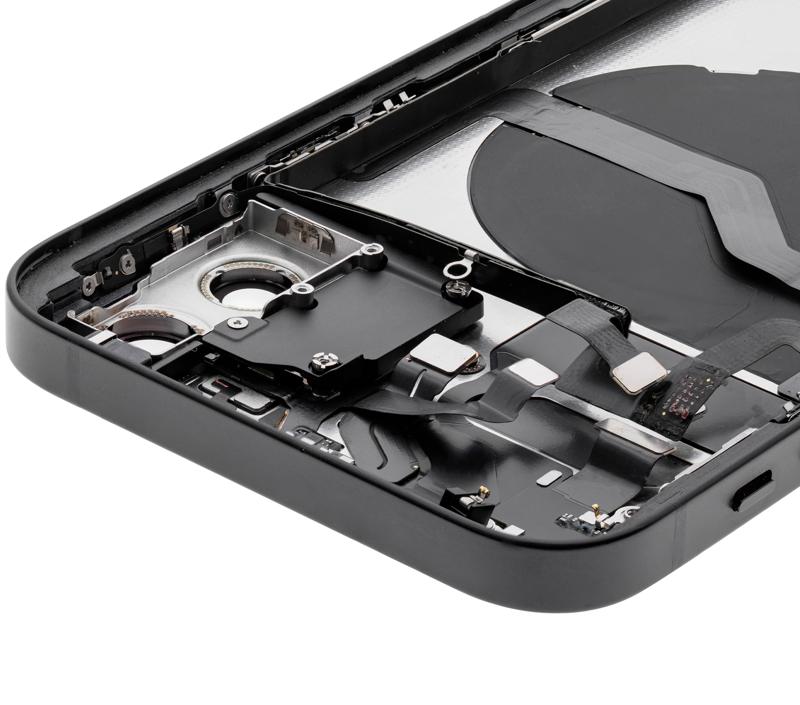 Tapa trasera para iPhone 12 con componentes pequeños pre-instalados (Versión internacional) (Original usada: Grado A) (Negro)