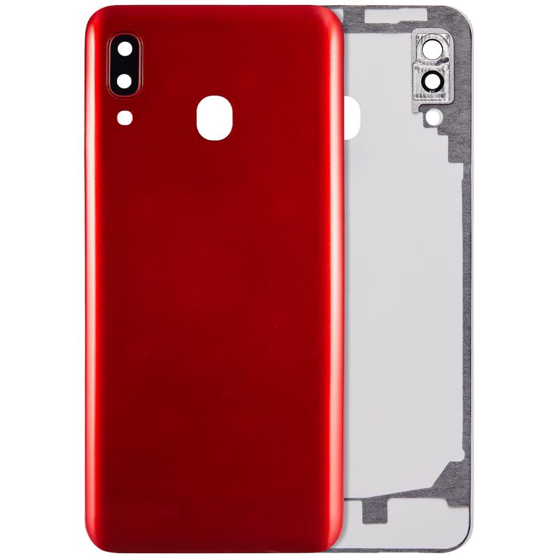 Tapa trasera con lente de camara para Samsung Galaxy A20 (A205 / 2019) (Rojo)