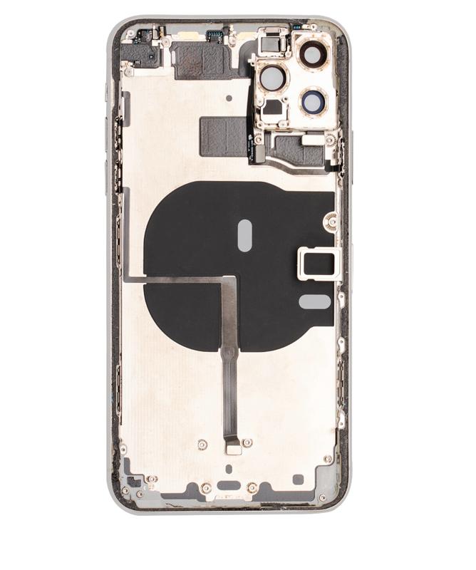 Tapa trasera para iPhone 11 Pro Max con componentes pequeños pre-instalados (Usada, Original, Grado B) (Plata)