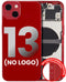 Tapa trasera para iPhone 13 con componentes pequeños pre-instalados (Sin logo) (Rojo)