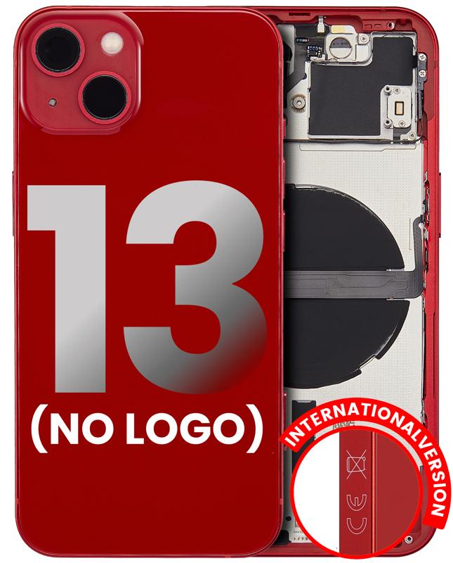 Tapa trasera para iPhone 13 con componentes pequeños pre-instalados (Sin logo) (Rojo)
