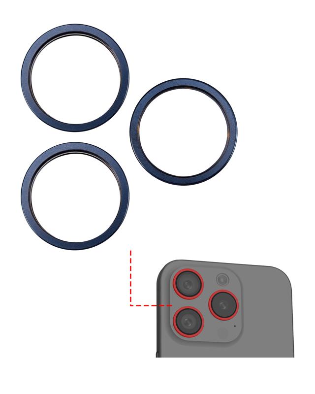 Aro Bisel de Camara Trasera para iPhone 15 Pro (Titanio Azul) (Set de 3 Piezas)