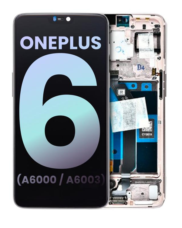 Pantalla OLED para OnePlus 6 con marco (Blanco Seda)