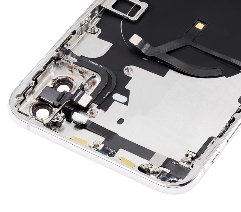 Tapa trasera para iPhone XS Max con componentes pequenos pre-instalados (Sin logo) (Plata)