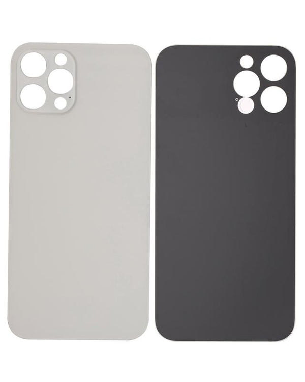 Tapa trasera para iPhone 12 Pro con adhesivo 3M y orificio grande para camara (Plata)