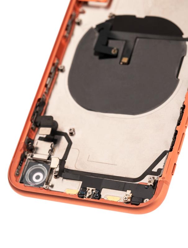 Carcasa trasera con componentes pequeños preinstalados para iPhone XR (Usado original grado C) (Coral)