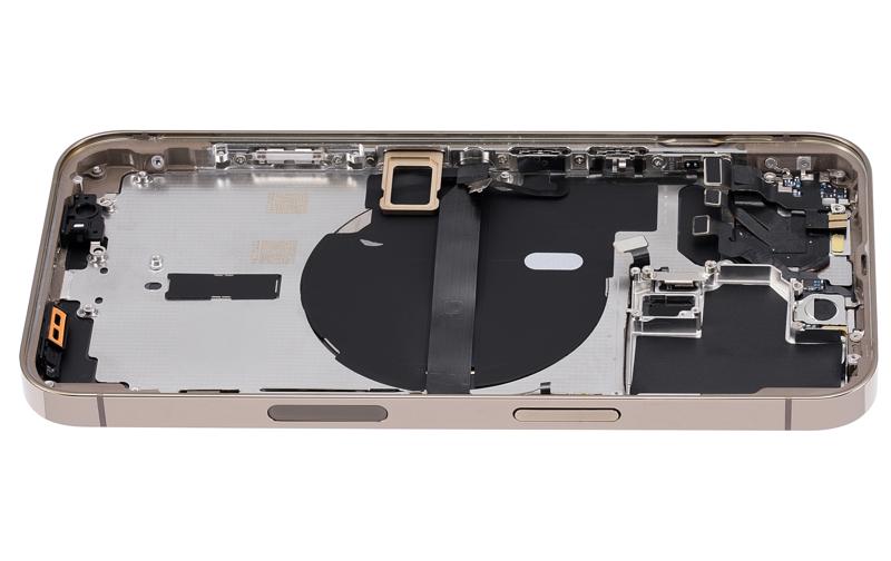 Tapa trasera para iPhone 13 Pro con componentes pequenos pre-instalados (Version US) Sin logo (Dorado)