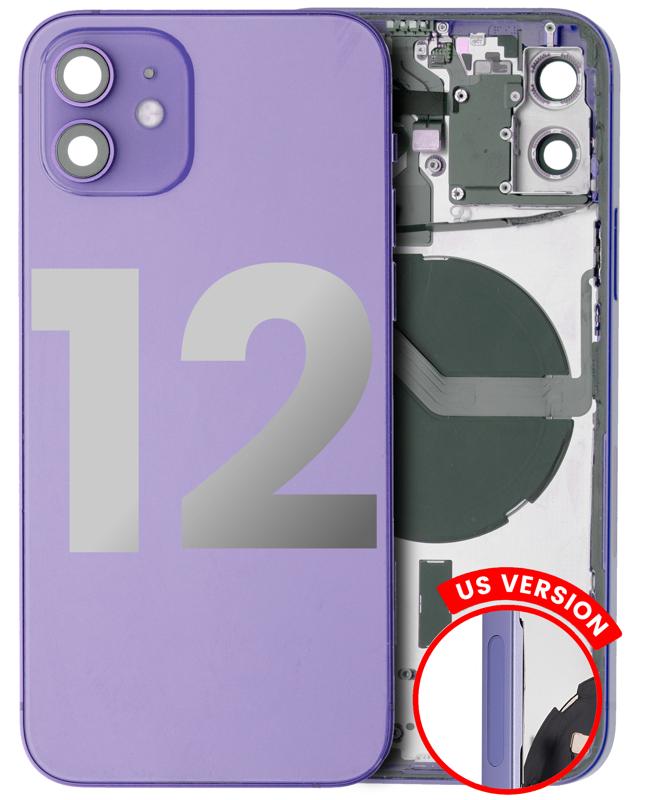 Tapa trasera para iPhone 12 con componentes pequenos pre-instalados (Version US) (Morado)