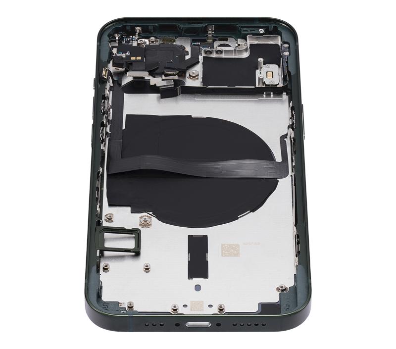 Tapa trasera para iPhone 13 con componentes pequeños pre-instalados (Verde)