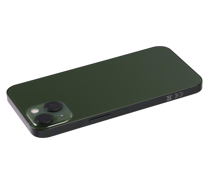 Tapa trasera para iPhone 13 con componentes pequenos pre-instalados (Verde)