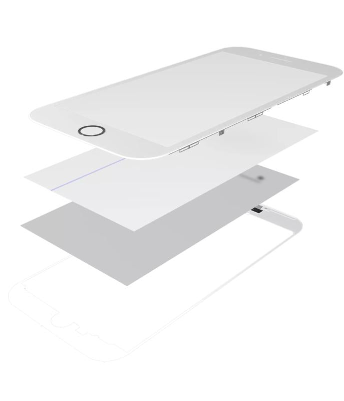 Cristal con marco / OCA / Polarizador pre-instalado para iPhone 8 Plus (Blanco)