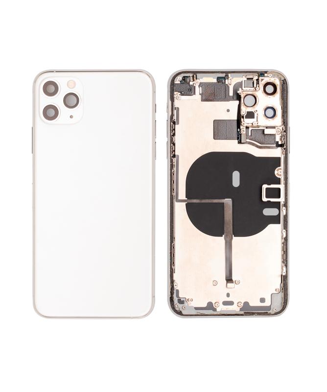 Tapa trasera para iPhone 11 Pro Max con componentes pequeños pre-instalados (Usada, Original, Grado B) (Plata)