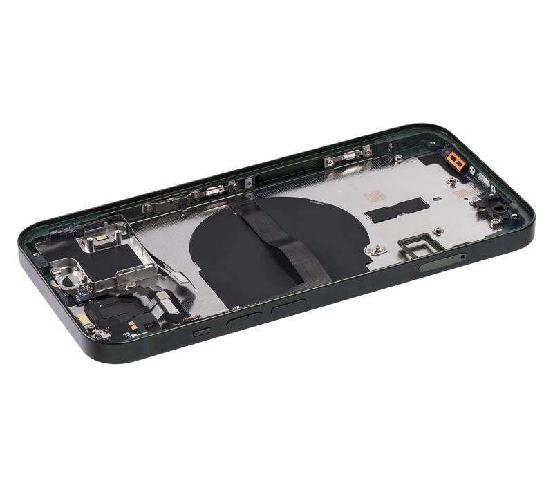 Tapa trasera para iPhone 13 con componentes pequenos pre-instalados (Verde)