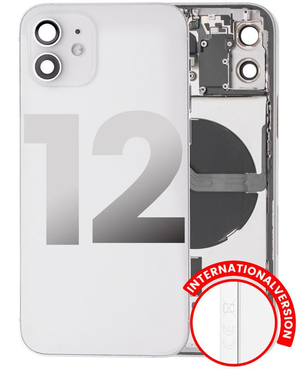 Tapa trasera con componentes pequenos pre-instalada para iPhone 12 (Version Internacional) (Original Usada: Grado B) (Blanco)