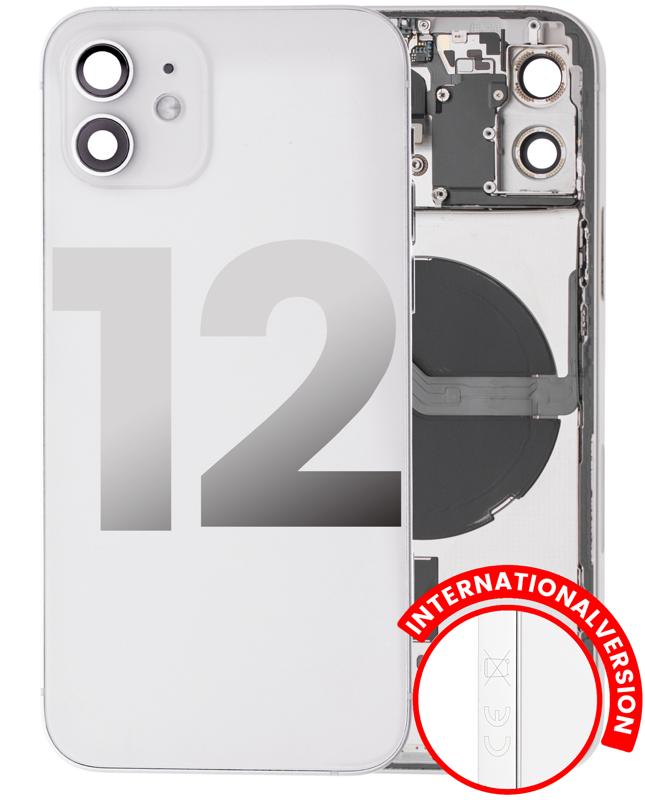 Tapa trasera con componentes pequenos pre-instalada para iPhone 12 (Version Internacional) (Original Usada: Grado B) (Blanco)