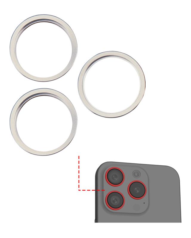 Aro de bisel para camara trasera para iPhone 15 Pro (Titanio Blanco) (Set de 3 piezas)